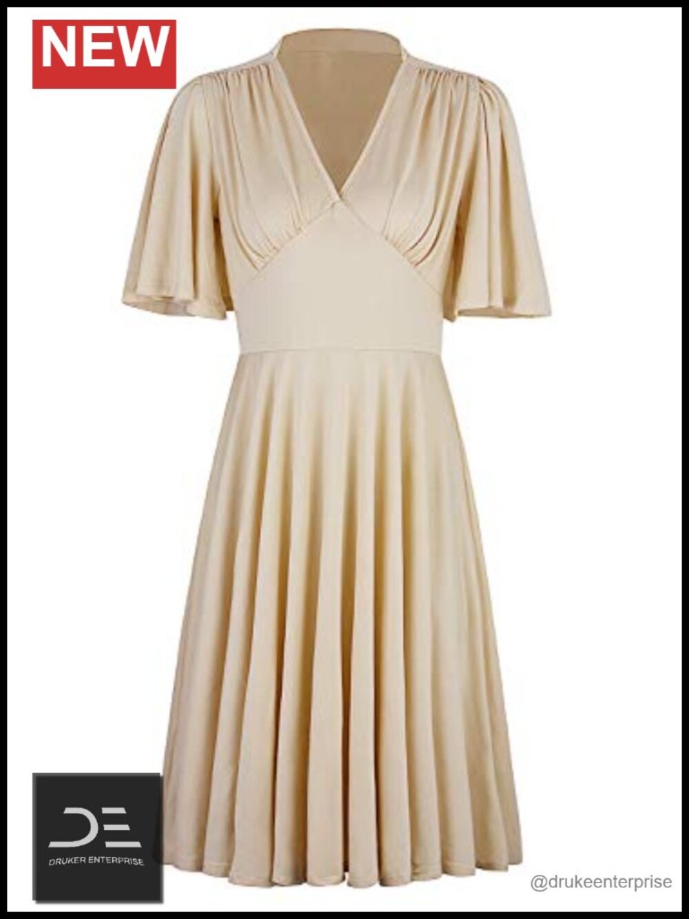 Vintage 1950s Rockabilly Swing Dress V Neck Cocktail Party